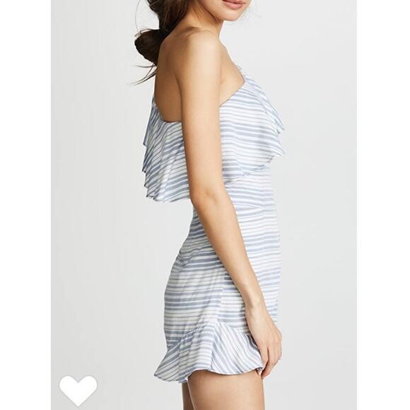 BB Dakota NWT One Shoulder Ruffle Romper Shorts 2 / XS Preppy Coastal Nautical - Picture 1 of 8